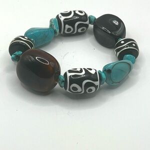 Turquoise and Black Beaded Bracelet